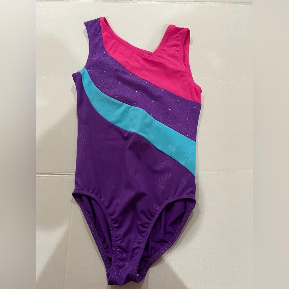 Freestyle girls gymnastics blue pink and purple leotard size 10/12